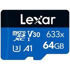 Lexar paměťová karta 64GB High-Performance 633x microSDXC UHS-I, (čtení/zápis:100/45MB/s) C10 A1 V30 U3