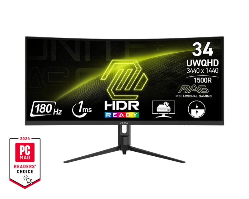 MSI Gaming MAG 342CQR E2, 34" VA zakřivený 3440x1440 (UWQHD) 180Hz 1ms DP 2xHDMI Výškově nastavitelný Pivot