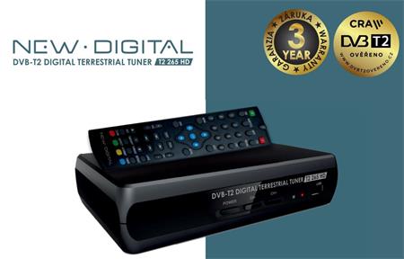 New Digital T2 265 HD, DVB-T2, HDMI, SCART, USB, CRA certifikace set top box