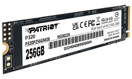 Patriot P320 256GB SSD Interní M.2 PCIe Gen3 x4 NVMe 1.3 2280