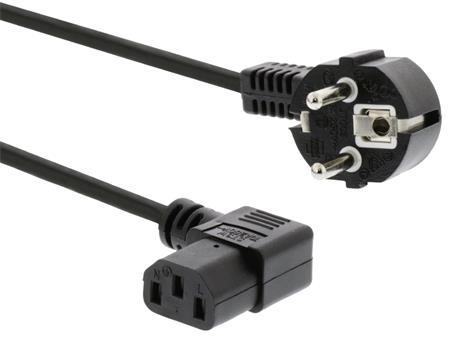 PremiumCord Kabel síťový 230V k počítači 5m, IEC konektor do úhlu 90°