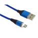 PremiumCord Magnetický micro USB a USB-C nabíjecí a datový kabel 1m, modrý