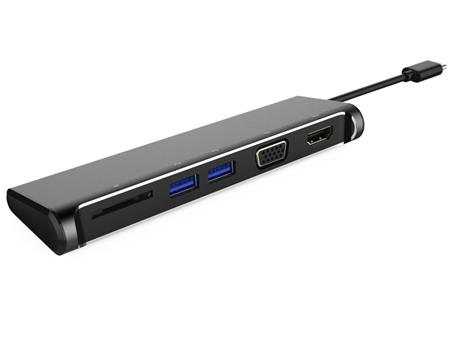 PremiumCord Převodník USB 3.1 typ -C na 4K HDMI+1080p VGA+SD Card+2xUSB3.0 (5-in-1)