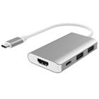 PremiumCord Převodník USB3.1 typ C na HDMI + 2xUSB3.0 + PD charge, Aluminium pouzdro