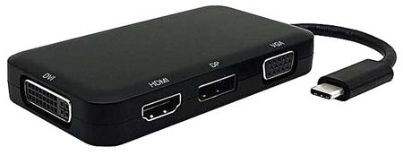 PremiumCord Převodník USB3.1 typ C na HDMI + DVI + VGA + DisplayPort