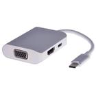 PremiumCord Převodník USB3.1 typ C na HDMI + VGA + PD charge, Aluminium pouzdro