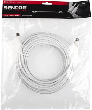 SENCOR Anténní koaxiální kabel, plně stíněný, konektory IEC vidlice - zásuvka, délka 15m, barva bílá