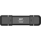 Silicon Power DS72 250GB USB-A USB-C 1050/850 MB/s External SSD Black