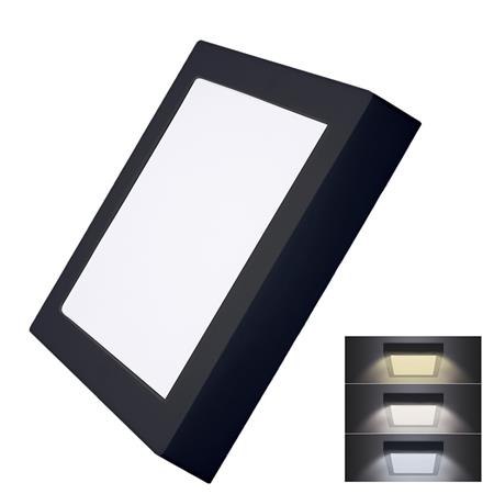 Solight WD173-B LED mini panel CCT, přisazený, 18W, 1530lm, 3000K, 4000K, 6000K, čtvercový, černá barva