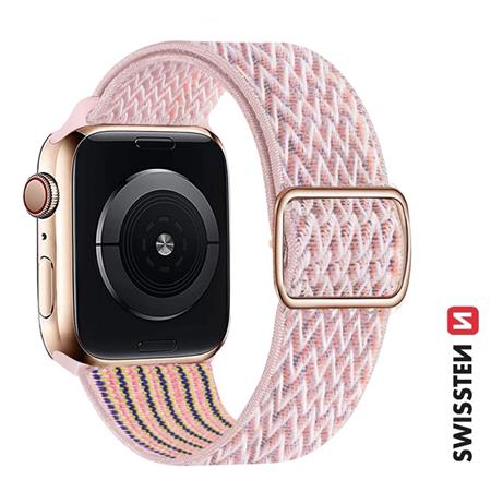 Swisssten řemínek pro Apple Watch nylonový 42 / 44 / 45 / 49 mm růžový (se sponou)