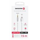 Swissten audio adaptér textile USB-C (samec) 3,5 mm jack (samec) 1,5m bílý