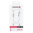 Swissten audio adaptér textile USB-C (samec) 3,5mm AUX 0,15 M bílý (nahrazuje 73501302)