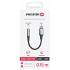 Swissten audio adaptér textile USB-C (samec) 3,5mm aux 0,15m černý