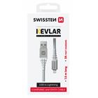 Swissten datový kabel kevlar USB / lightning 1,5 m bílý