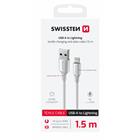 Swissten Datový kabel textile II USB Lightning 1,5 m bílý