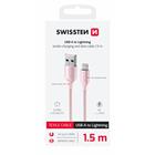 Swissten Datový kabel textile II USB Lightning 1,5 m růžový