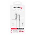 Swissten Datový kabel textile II USB USB-C 1,5 m bílý