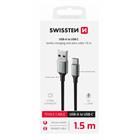 Swissten Datový kabel textile II USB USB-C 1,5 m černý