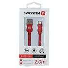 Swissten datový kabel textile USB / Lightning 2,0 M, červený