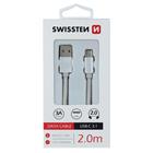 Swissten datový kabel textile USB / USB-C 2,0 m, stříbrný