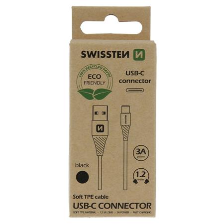 Swissten datový kabel USB-USB-C černý 1,2m (eco balení)