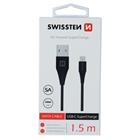 Swissten datový kabel USB / USB-C super Fast Charging 5A 1,5M, černý