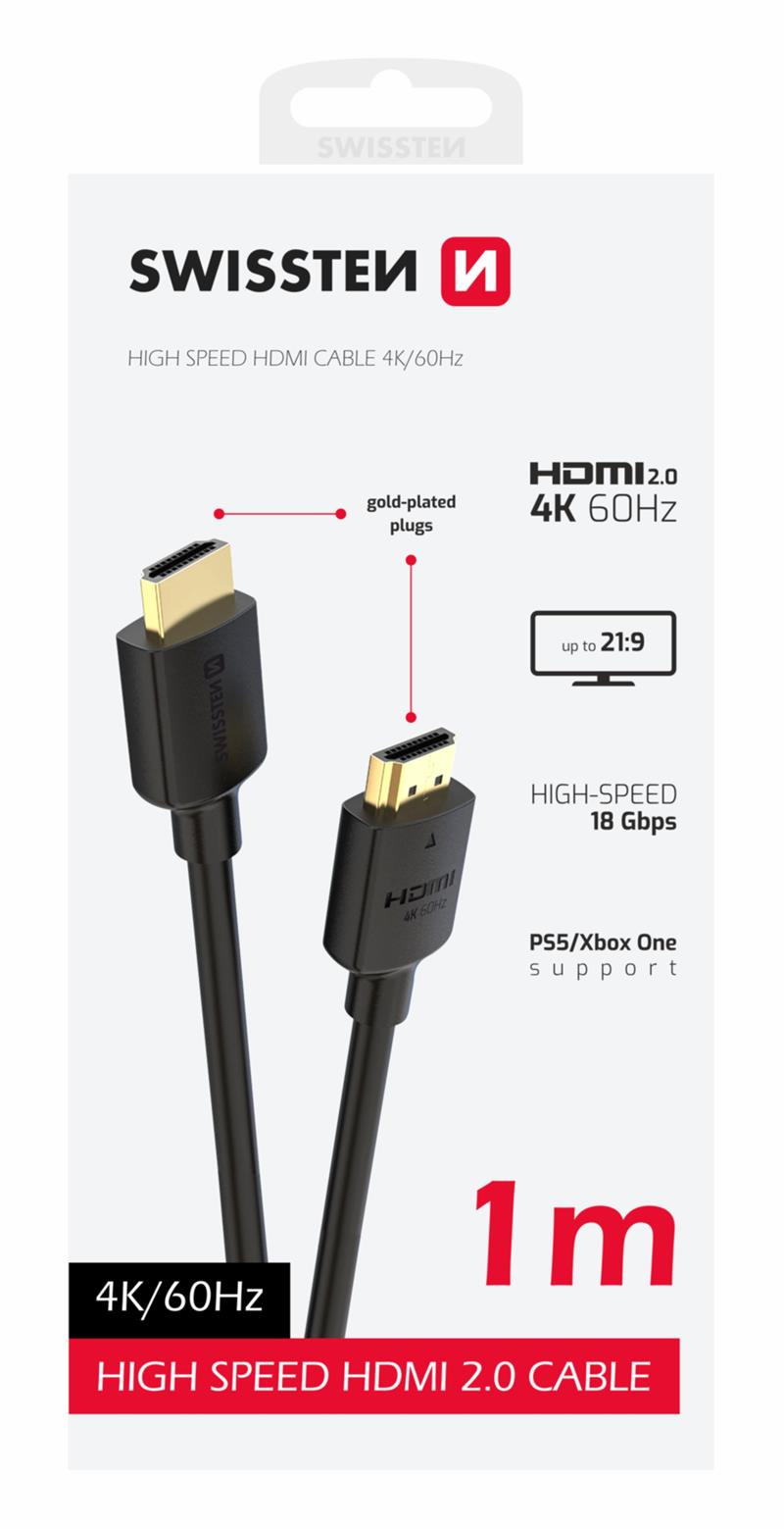 Swissten kabel HDMI na HDMI 4k 60hz 1,0 m pvc