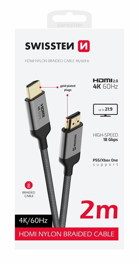 Swissten kabel HDMI na HDMI 4k 60hz 2,0 m