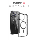 Swissten pouzdro Clear Jelly MagStick Metallic pro iPhone 16 PLUS černé