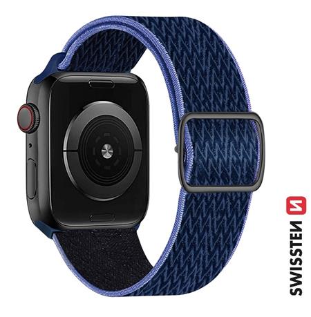 Swissten řemínek pro Apple Watch nylonový 38 40 41 mm modrý fialový (se sponou)