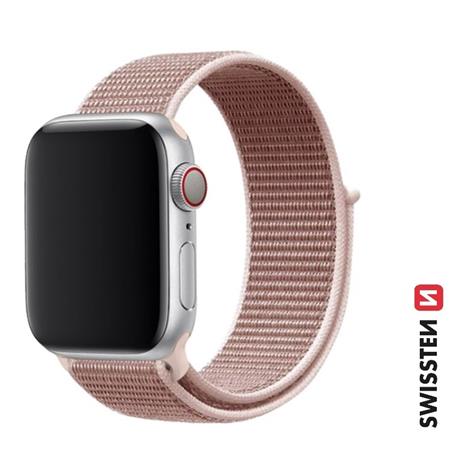 Swissten řemínek pro Apple Watch nylonový 38 40 41 mm růžovo zlatý