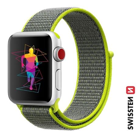 Swissten řemínek pro Apple Watch nylonový 38 40 41 mm zářivě zelený