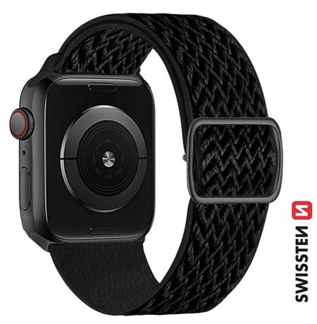 Swissten řemínek pro Apple Watch nylonový 42 44 45 49 mm černý (se sponou)