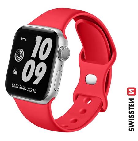 Swissten řemínek pro Apple Watch silikonový 42-44 mm červený