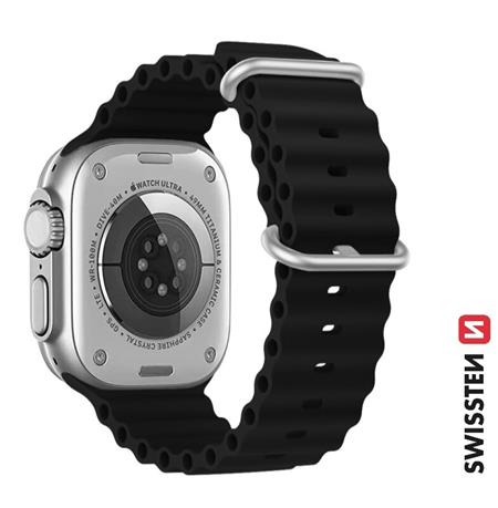 Swissten řemínek pro Apple Watch silikonový - Marine straps 42 44 45 49 mm černý