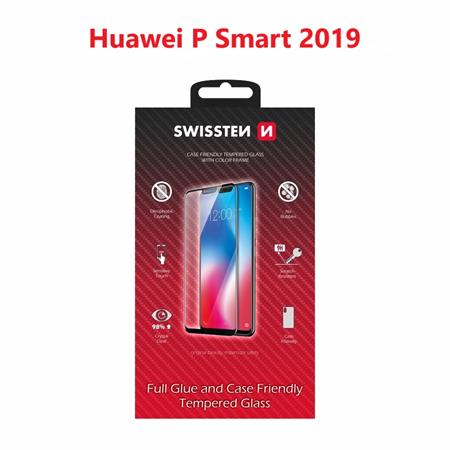 Swissten sklo full glue, color frame, case friendly Huawei P smart 2019/Honor 10 Lite černé