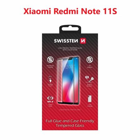 Swissten sklo full glue, color frame, case friendly Xiaomi Redmi Note 11s černé