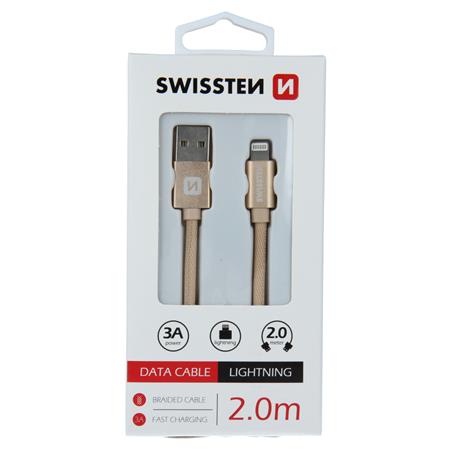 Swissten USB/Lightning 2m, zlatý