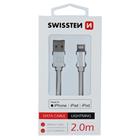 Swissten USB/Lightning MFi 2m, stříbrný