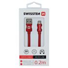 Swissten USB/microUSB 0.2m, červený